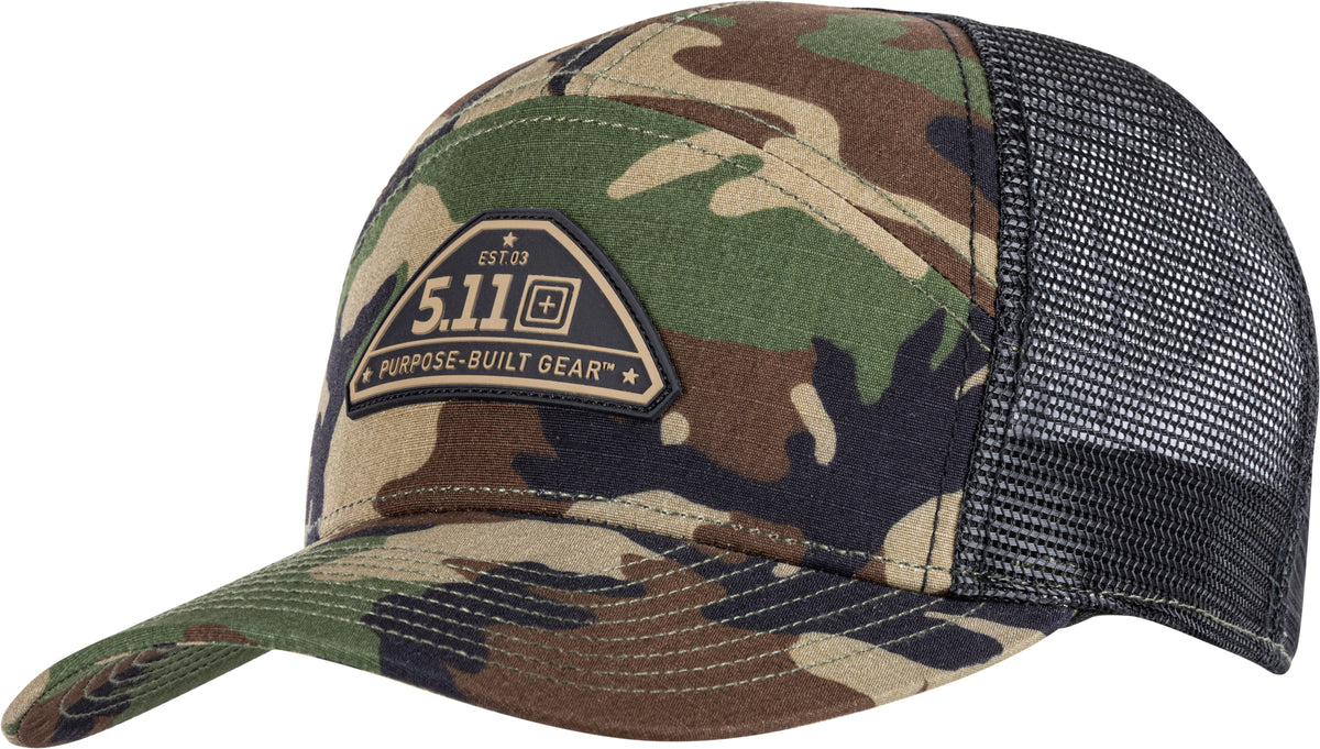 5.11 Tactical Series Cap PBG Woodland 7 Panel (one size) woodland camo