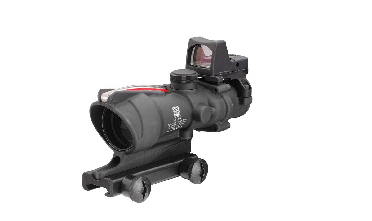 Trijicon 4x32 ACOG® Scope, Dual Illuminated Red Crosshair .223 Reticle w/ Colt® Knob Thumbscrew Mount &amp; LED 3.25 MOA Red Dot RMR® Type 2