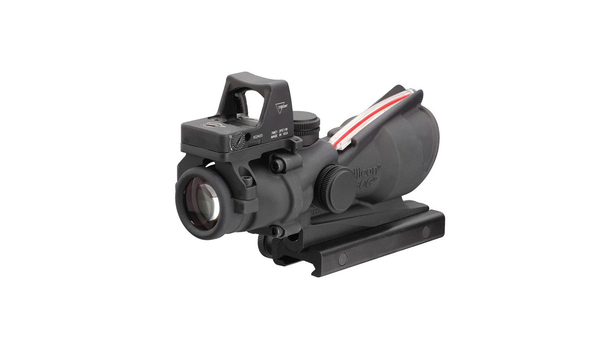 Trijicon 4x32 ACOG® Scope, Dual Illuminated Red Crosshair .223 Reticle w/ Colt® Knob Thumbscrew Mount &amp; LED 3.25 MOA Red Dot RMR® Type 2