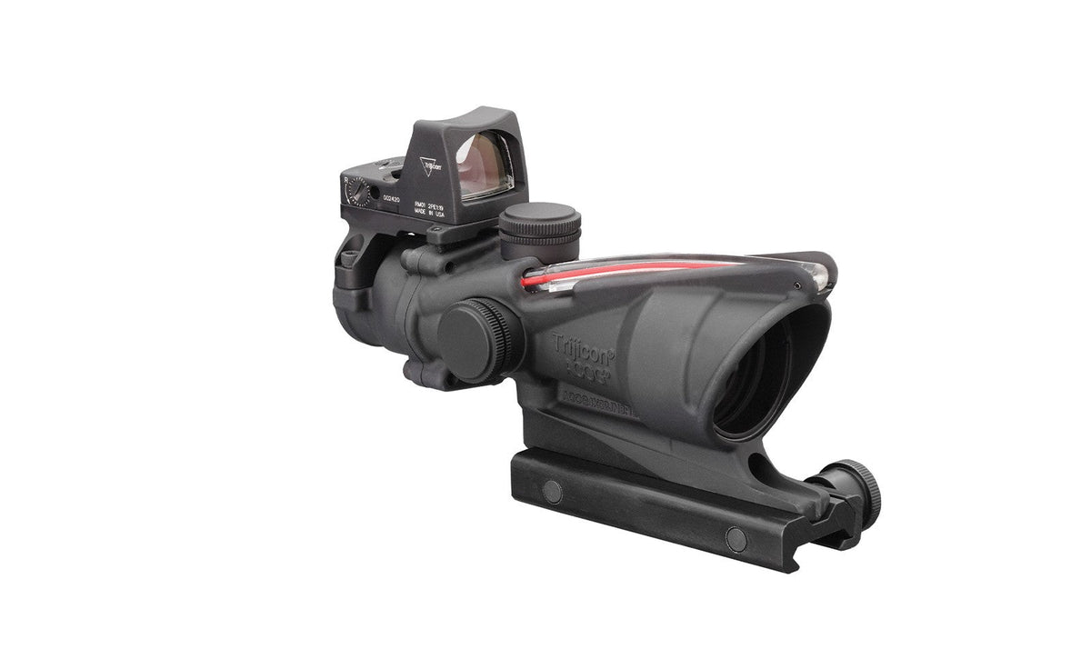 Trijicon 4x32 ACOG® Scope, Dual Illuminated Red Crosshair .223 Reticle w/ Colt® Knob Thumbscrew Mount &amp; LED 3.25 MOA Red Dot RMR® Type 2